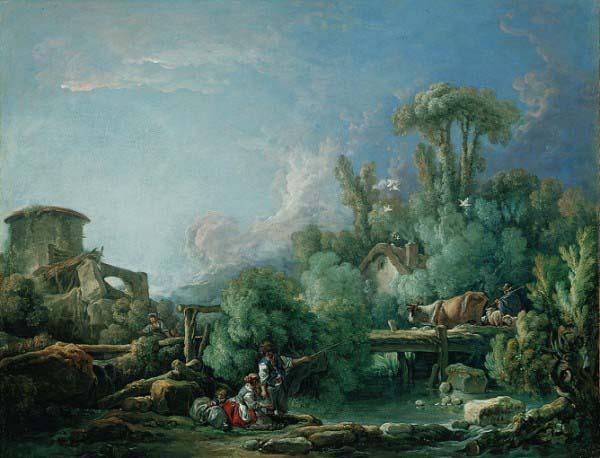 Francois Boucher The Gallant Fisherman, known as Landscape with a Young Fisherman oil painting picture